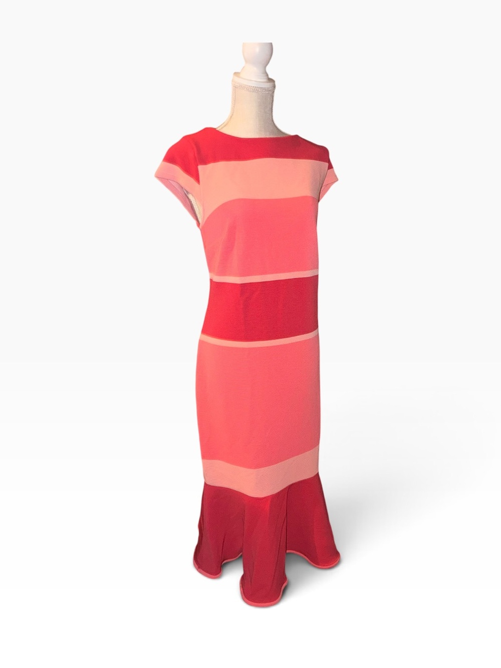Midnight Velvet Pink and Red Stripe Maxi Dress